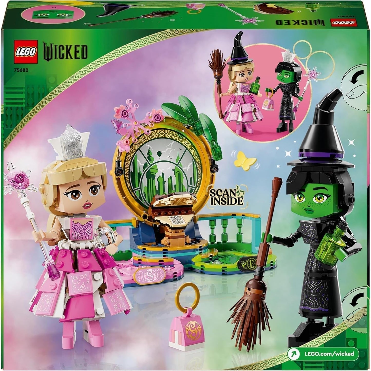 LEGO Wicked Lalki Elphaba i Glinda — kolekcjonerska figurka czarownic z krainy Oz — kreatywny prezent dla dziewcząt powyżej 10. roku życia i fanów filmu — 75682 Zestawy do budowania Besuche den LEGO-Store