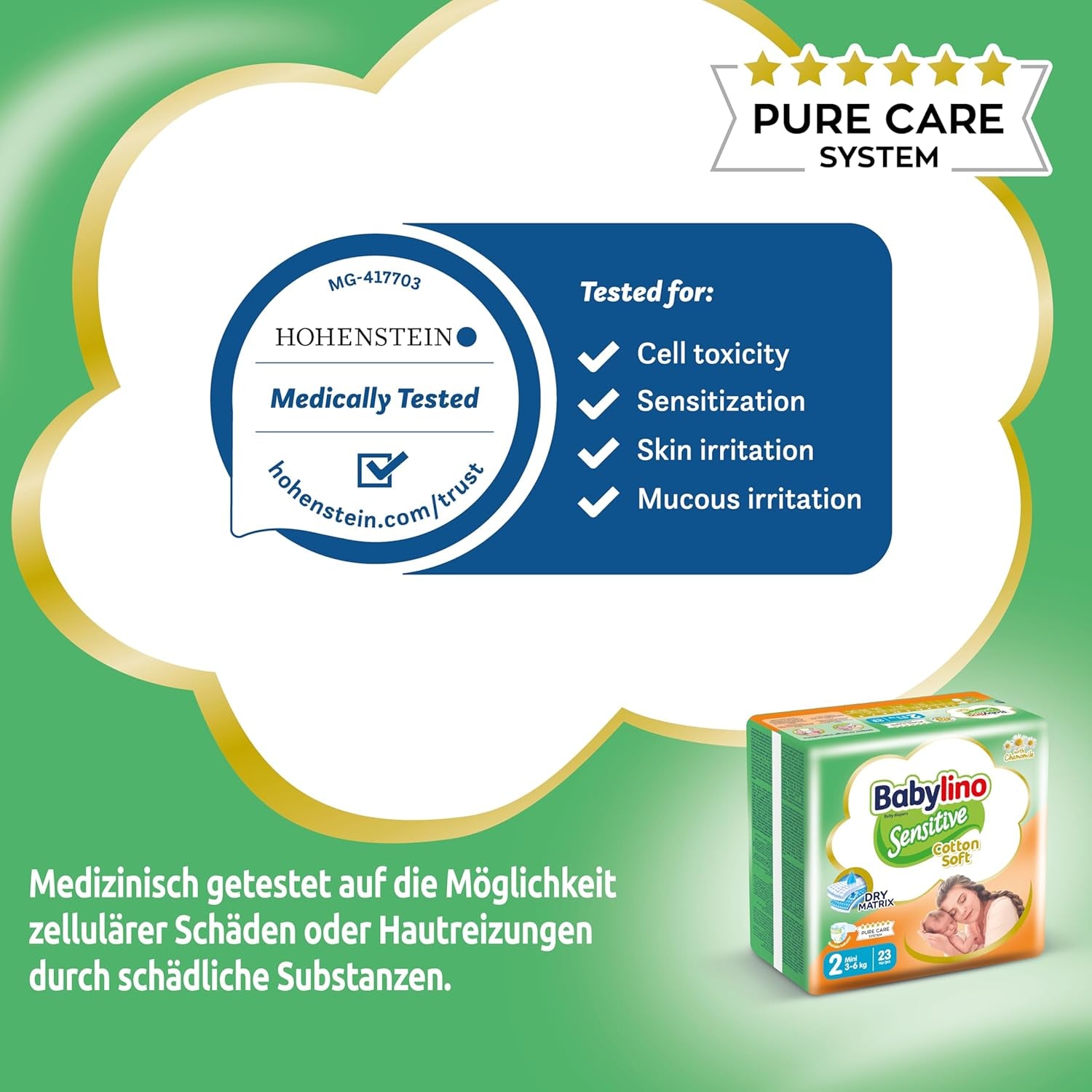 Pieluchy dla wrażliwych dzieci, rozmiar 2, mini (3-6 kg), 192 pieluszki