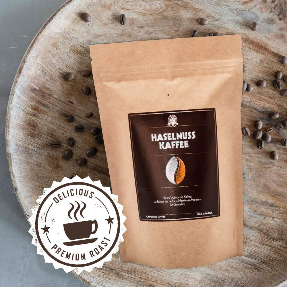 Kawa Henry's z orzechami laskowymi 1000g - Wyrafinowana kawa dla smakoszy o najlepszych smakach - palona ręcznie - ziarna kawy premium