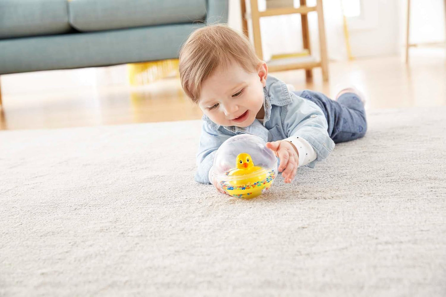 Fisher-Price WaterMates Ducky Ball, zabawna kaczka w kuli konfetti, zabawka dla dziecka, piłka do zabawy, zabawka do kąpieli, od 3 miesięcy, 75676 zabawki dla dzieci Naty Shop