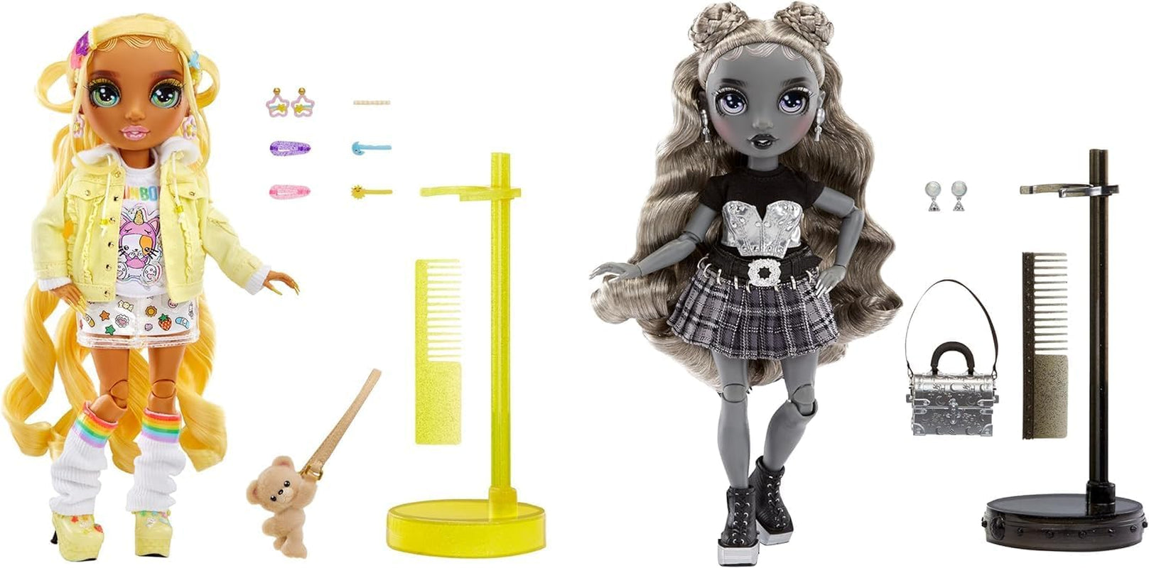 Edycja specjalna Rainbow High Shadow High – Madison Twins Sunny and Luna – 2 modne lalki w żółtych i szarych strojach od projektantów, mieszaj i dopasowuj z akcesoriami – dla kolekcjonerów i dzieci w wieku 4–12 lat