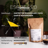 ESPRESSO | Kawa ziarnista 500g - 100% Arabica | Świeżo palone do przygotowania espresso | Całe ziarna kawy | Klasyczny smak kawy