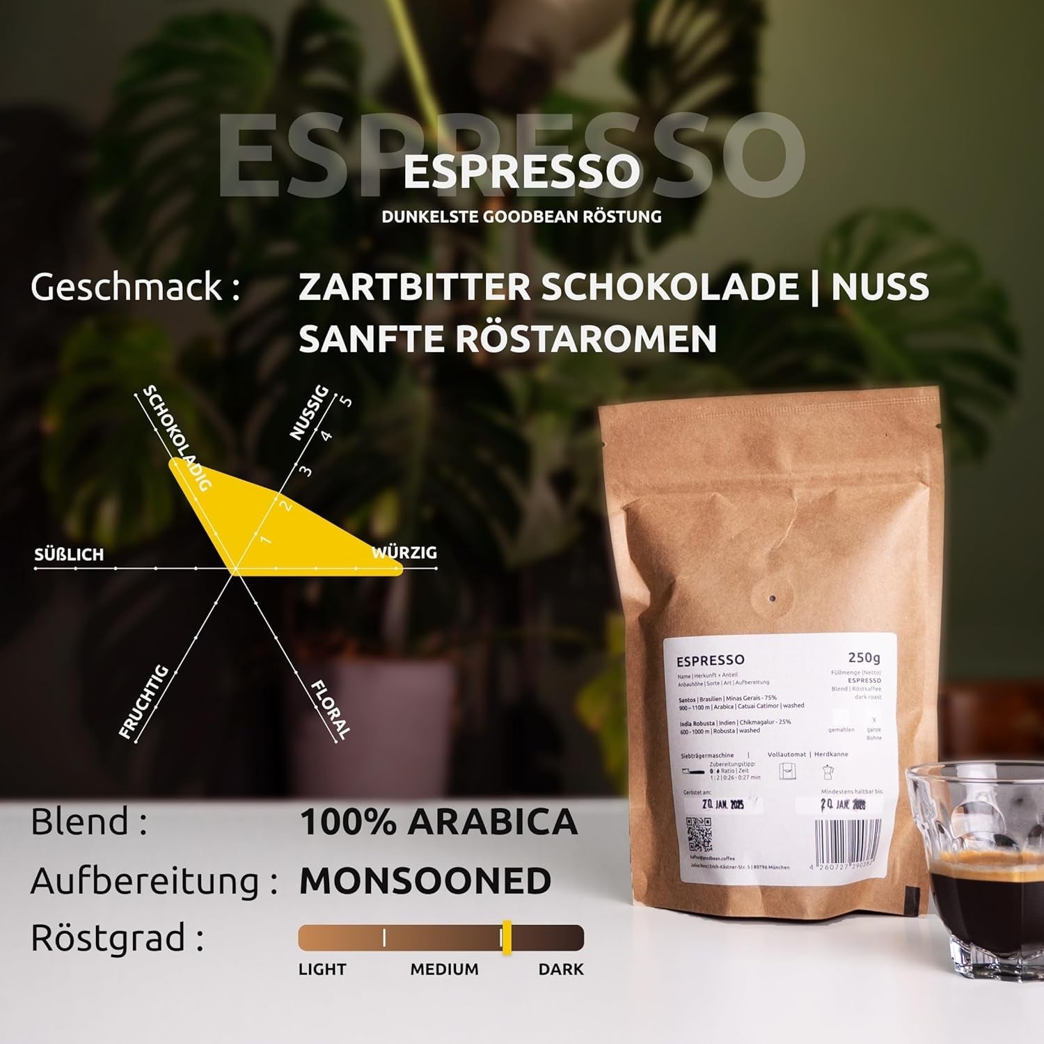 ESPRESSO | Kawa ziarnista 500g - 100% Arabica | Świeżo palone do przygotowania espresso | Całe ziarna kawy | Klasyczny smak kawy