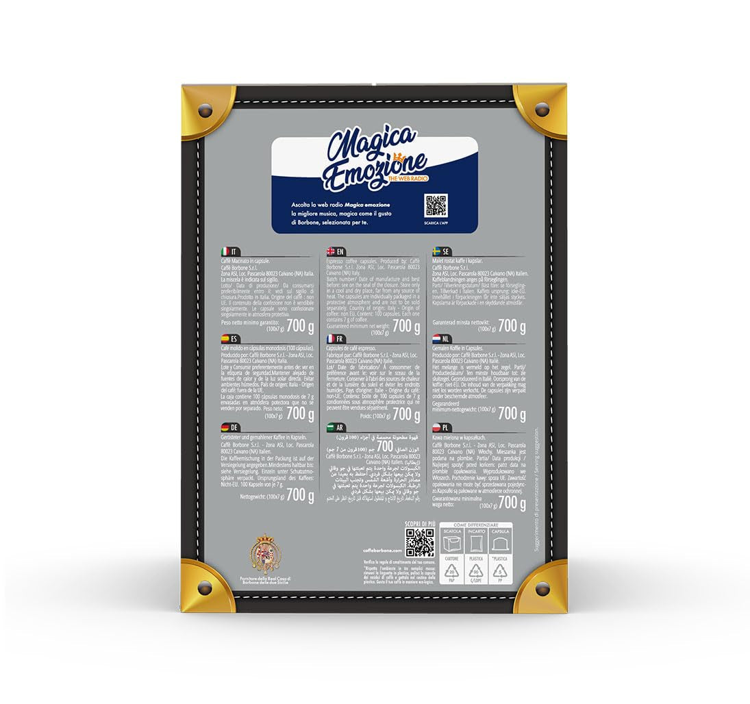 Caffè Borbone Blue Kaffeemischung - 100 Kapseln - Kompatybilny z Kaffeemaschinen der Marke Lavazza®* Espresso Point®*