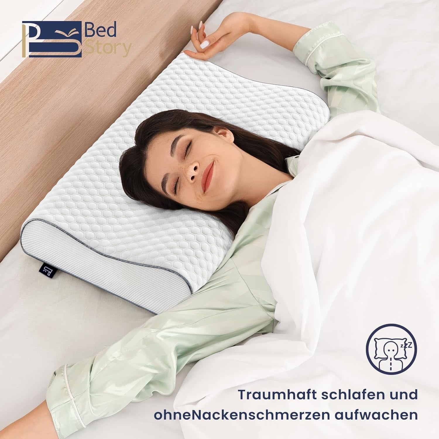 Poduszka BedStory z pianki Memory, poduszka pod szyję z regulacją wysokości, poduszka ergonomiczna, poduszka do spania bocznego dla osób śpiących na plecach i brzuchu (60x36x12/10cm)