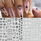 12 Blatt Nagelsticker Geometrysch Nagelaufkleber Selbstklebend Schwarz-Weißes Mysteriöses Dreieck Nail Art Naklejka Dekoracja Nageldesign Zubehör