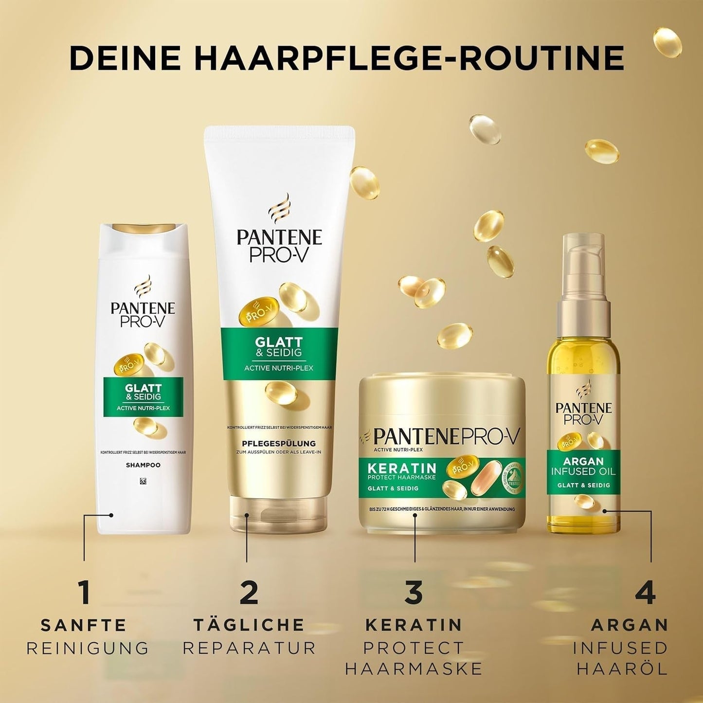 Pantene Pro-V Smooth & Silky Keratin Protect Hair Mask 500ml do włosów kręconych i suchych, Do 72 godzin gładkich i lśniących włosów po jednej aplikacji, Z formułą Pro-V i Aktywną maską do włosów Nutri-Plex Naty Shop