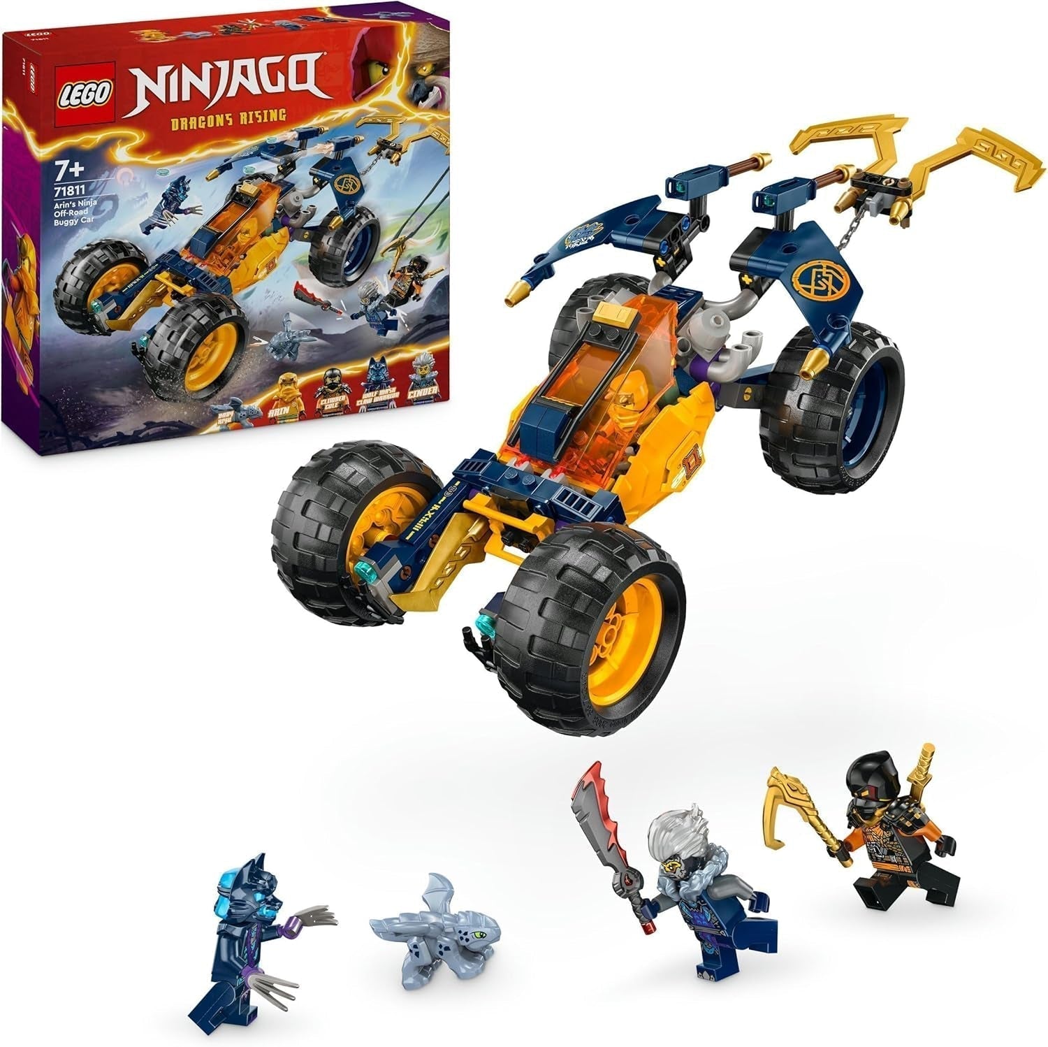 LEGO NINJAGO Terenowy wózek ninja Arina, zabawka ninja z samochodem, smokiem i 4 minifigurkami, zestaw przygodowy z modelem buggy dla dzieci, prezent urodzinowy dla chłopców i dziewcząt w wieku 7 lat 71811 Zestawy do budowania Zobacz sklep LEGO