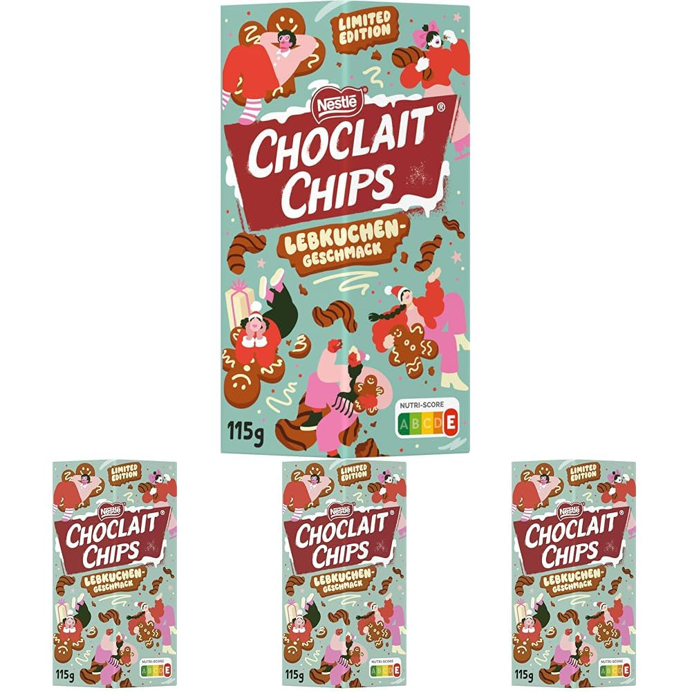Nestlé Gingerbread, pyszna i chrupiąca przekąska o smaku piernika, oblana mleczną czekoladą i uszlachetniona ozdobnymi paskami ciemnej czekolady, opakowanie 4 szt. (1 x 115g)