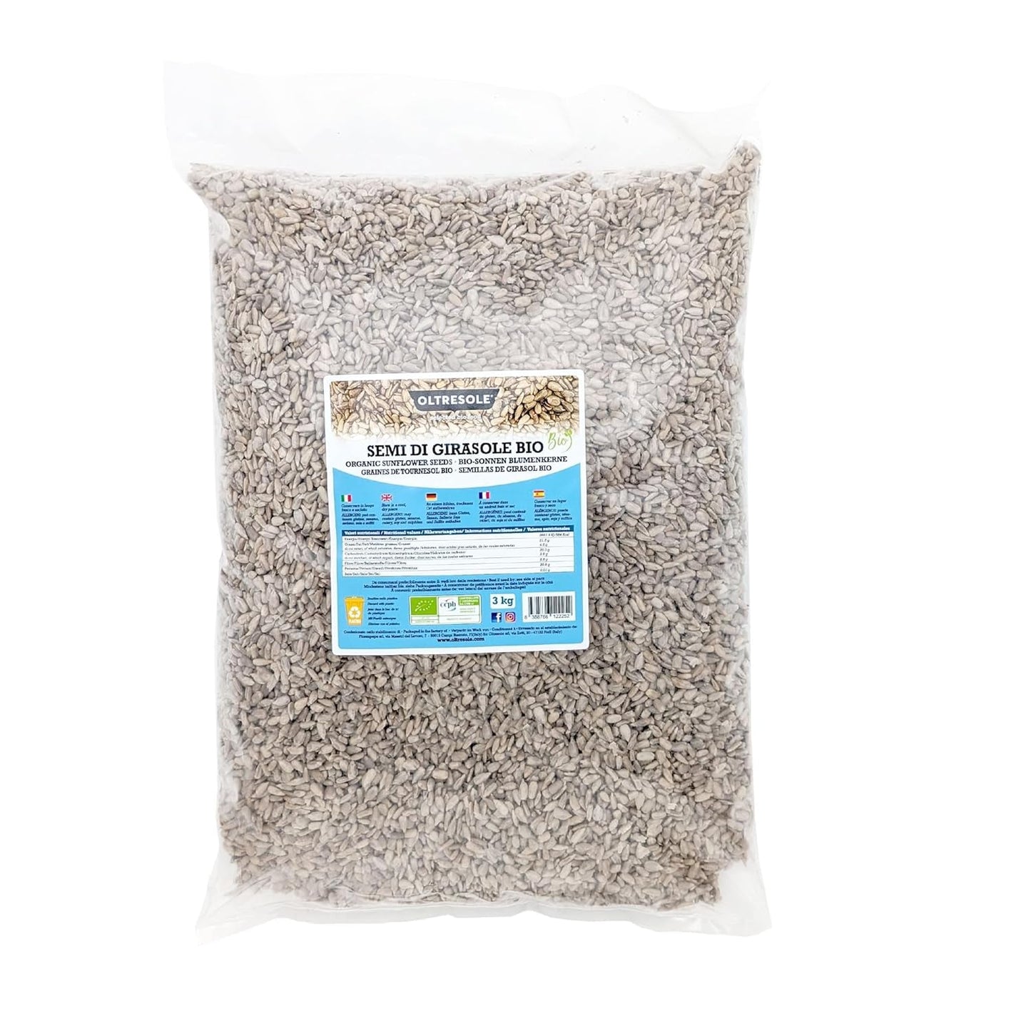 Organiczne nasiona słonecznika 3kg, surowe, łuskane, nieprażone i niesolone organiczne nasiona słonecznika, bogate w błonnik i składniki odżywcze, idealne jako przekąska i do przepisów kulinarnych