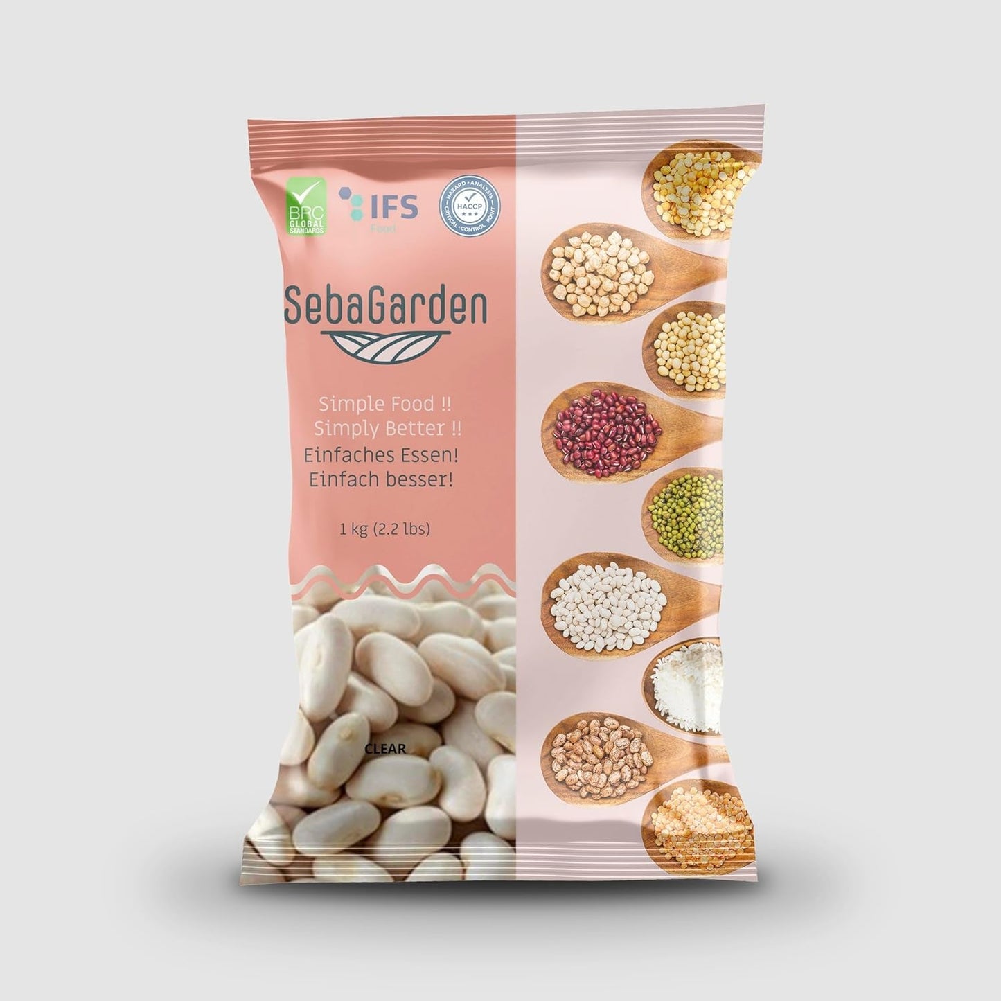 Seba Garden Biała Fasola 1kg – (Kuru Fasulye), suszona fasola turecka premium, bogata w białko i błonnik, w całości naturalna i wegańska – idealna do gulaszu, zup, zapiekanek
