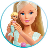 Simba 105733524 - Steffi Love Mermaid Family Ciężarna syrenka Kevin Lalka z łóżeczkiem dziecięcym 29 cm Modne lalki Zagraj w lalki od 3 lat i więcej