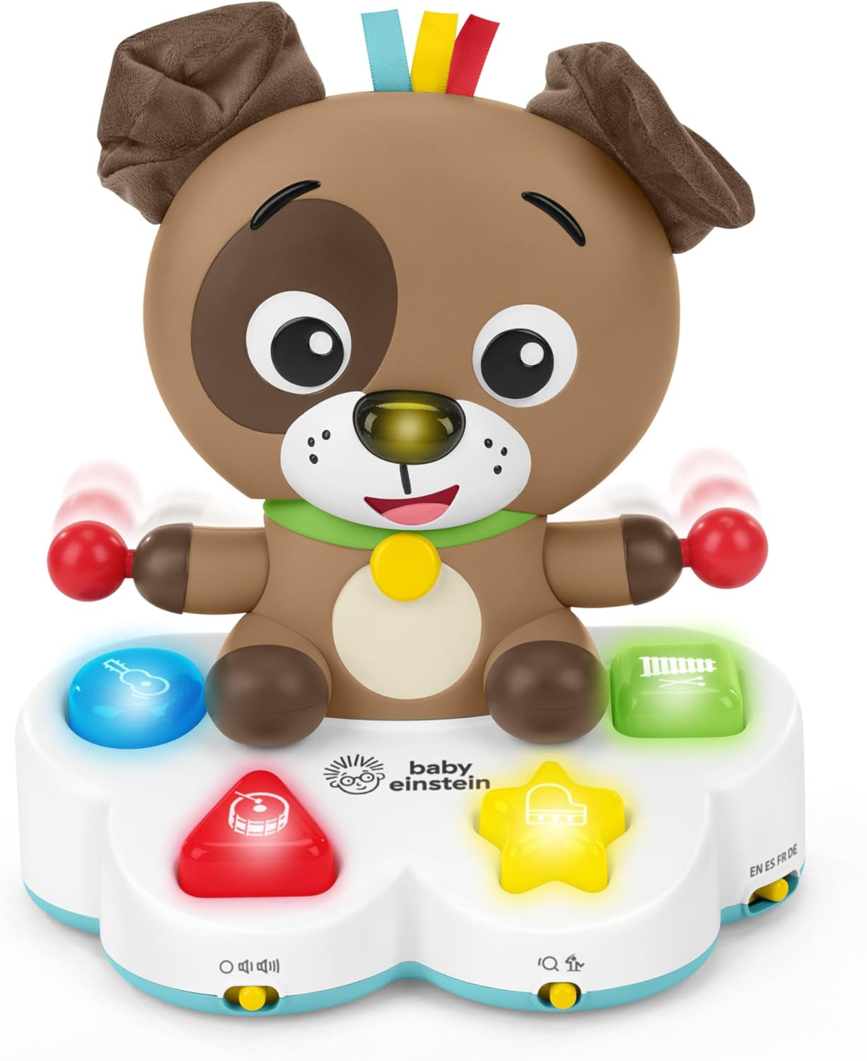Baby Einstein, Drum & Learn Dean Muzyczna zabawka edukacyjna – wielozmysłowa zabawka dla dziecka, 2 tryby gry, kolory, kształty i instrumenty, ponad 50 dźwięków, zabawki dla dzieci od 6 miesiąca życia Domyślny tytuł sklepu Naty