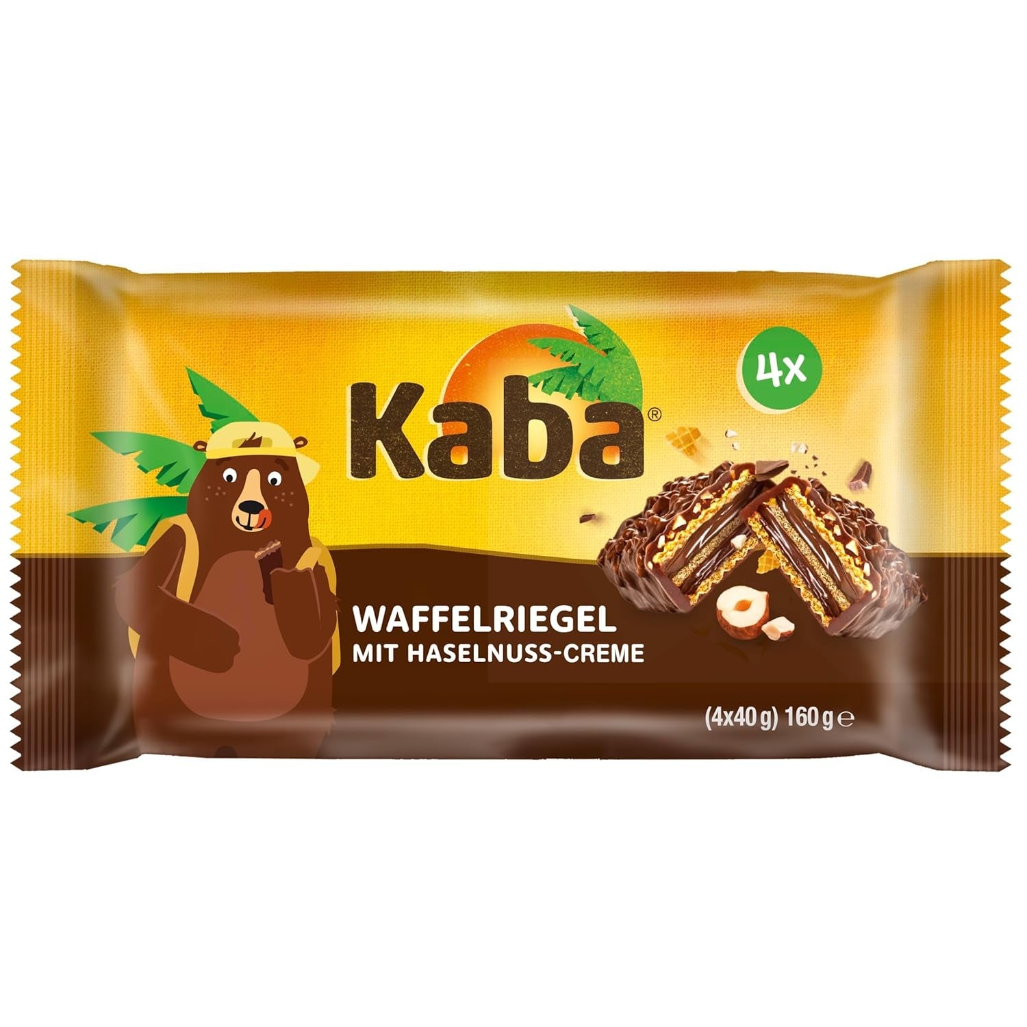 Kaba Batony Neapolitańskie 40g, 4 chrupiące batony nadziewane waflami i delikatnym kremem z orzechów laskowych, w opakowaniu zbiorczym o oryginalnym smaku Kaba