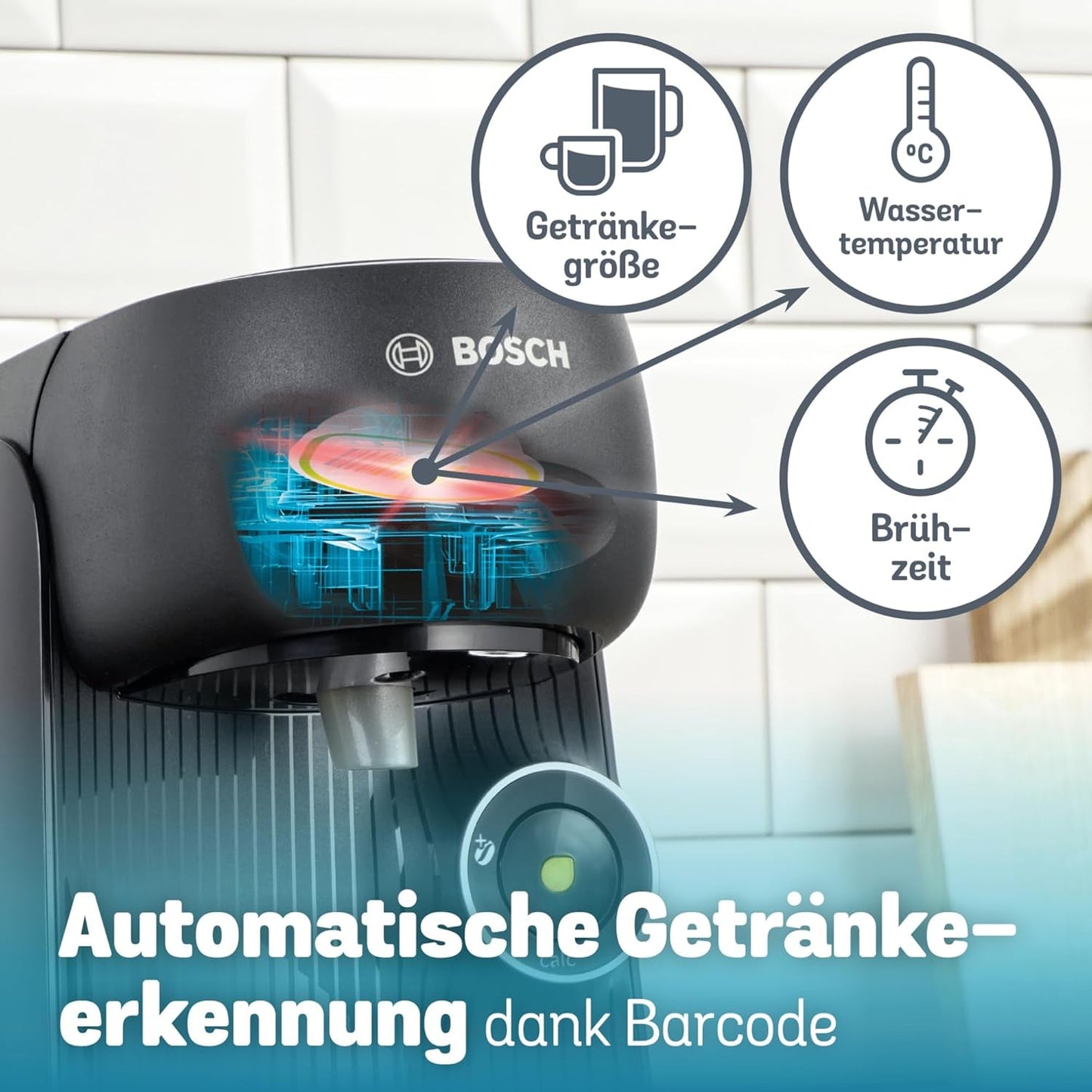 Ekspres na kapsułki Bosch Tassimo finesse TAS162E, 70 napojów, bardziej intensywna kawa za naciśnięciem przycisku, automatyczne wyłączanie, zrównoważone, idealne dozowanie, 1400 W, czarny/czarny
