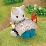 Sylvanian Families - 5763 Dwie figurki Adventure Explorer Set Mleczny kot Ojciec Chłopiec Figurka zwierzątka Szczegółowa zabawka dla 3 lat Naty Shop Dolls