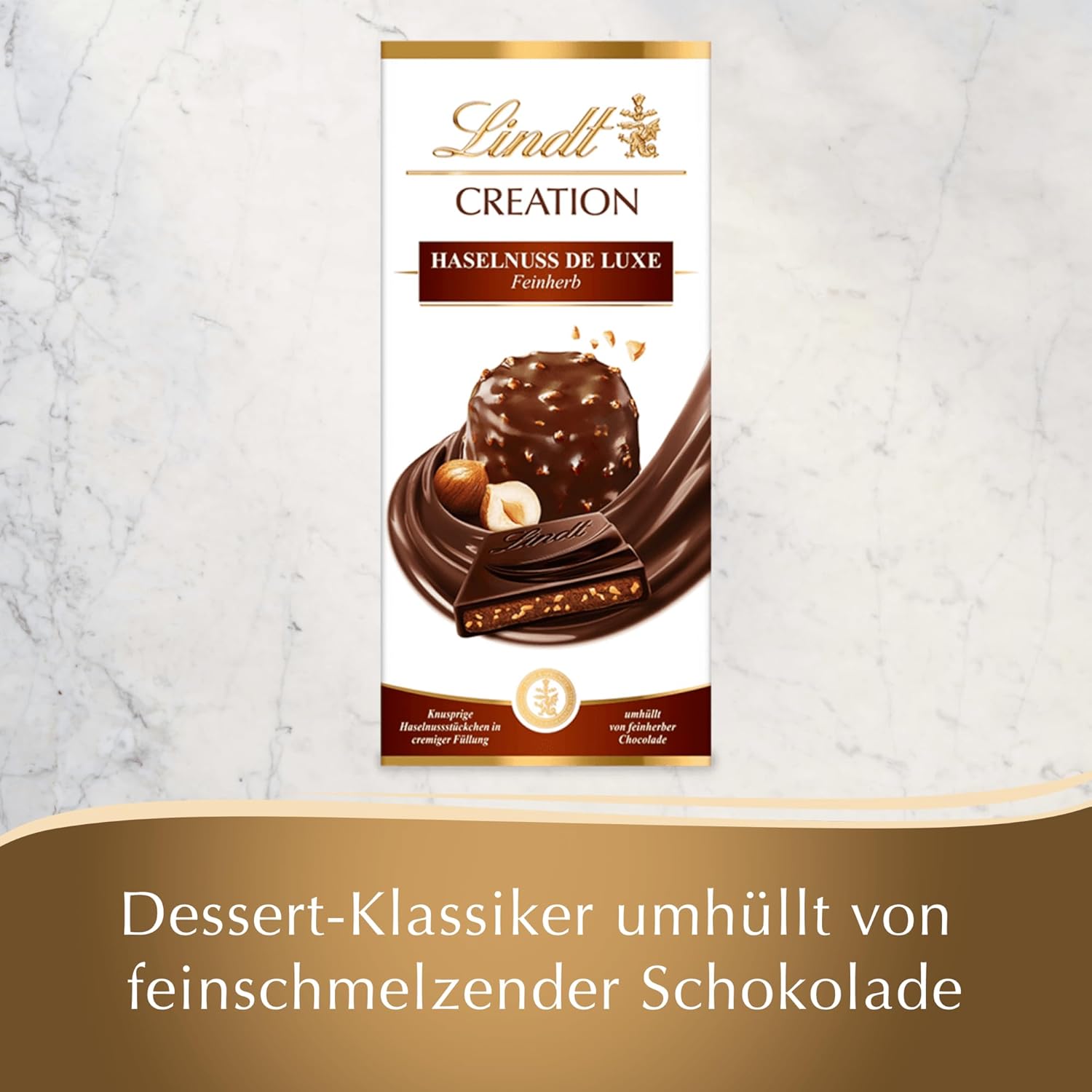 Lindt Creation Hazelnut De Luxe Bar - Ciemna czekolada z chrupiącymi orzechami laskowymi w kremowym nadzieniu