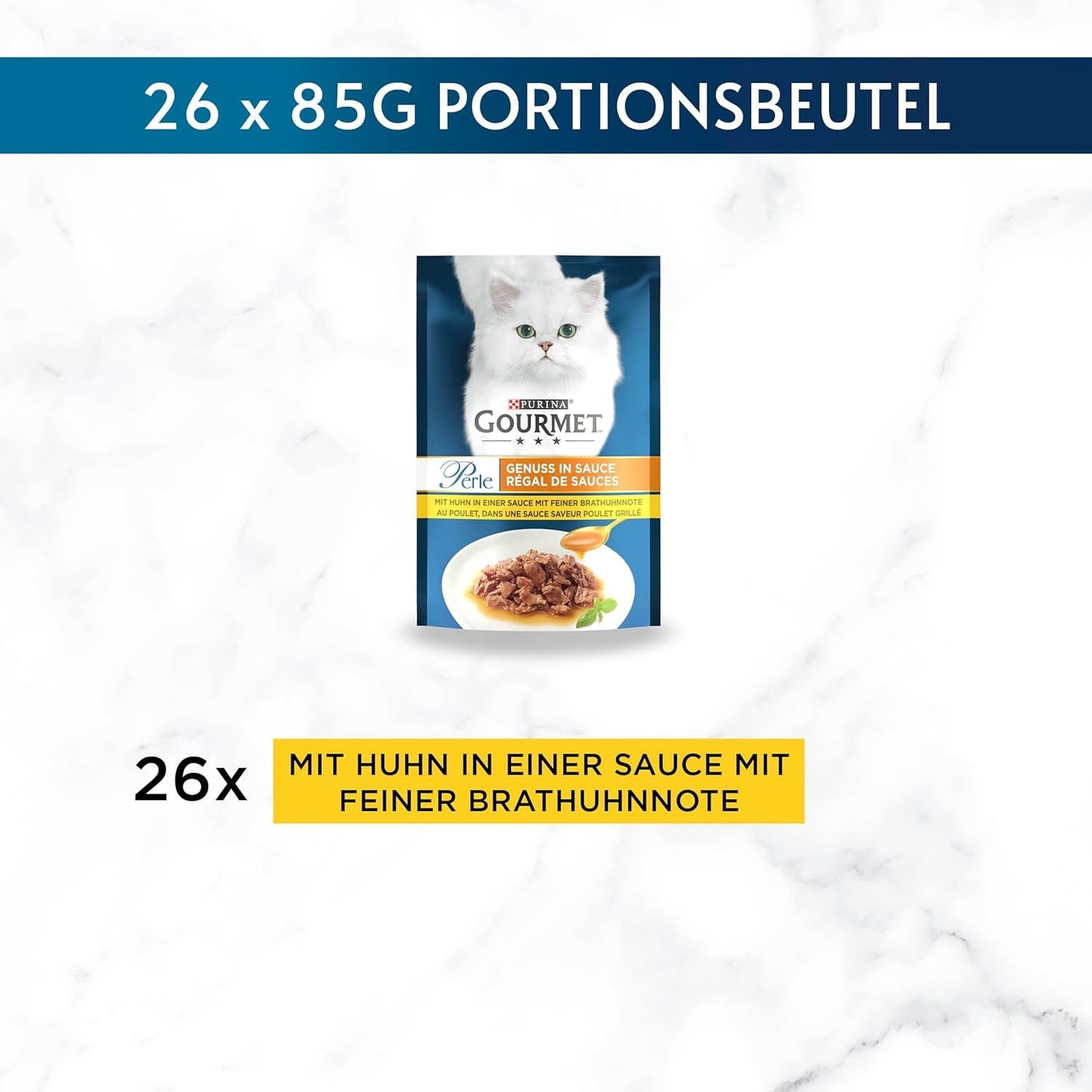 Gourmet Perle Delight mokra karma dla kota w sosie z kurczakiem, opakowanie 26 szt. (26 x 85 g)
