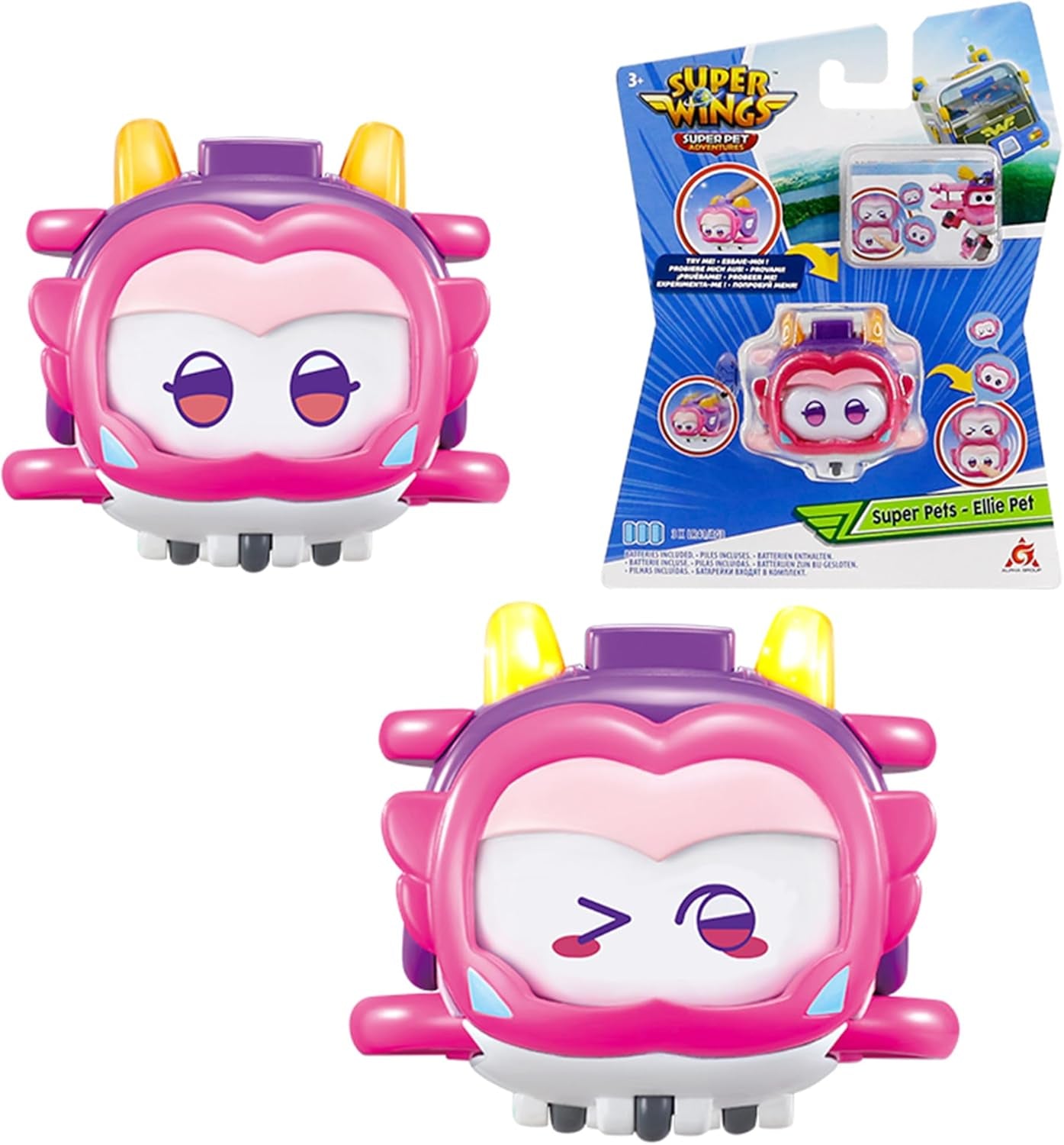 Super Wings Super Zwierzęta 4 szt. Połysk, Złoty Chłopiec, Jerome, Ellie Przełączany wyraz twarzy Efekt błyskawicy Przenośna zabawka dla 3 4 5 6 7 8 lat Chłopiec Dziewczyna 2 cale Figurki Naty Shop Ellie
