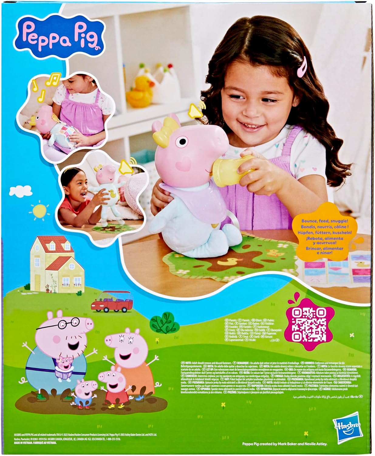 Interaktywna lalka Peppa Pig 28 cm Evie z 20 dźwiękami i wieloma funkcjami, zestaw zabawek dla dzieci od 3 lat