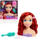 Ariel Just Play Disney Princess Hair Head 20 cm z akcesoriami 7-częściowy zestaw Rude włosy – zabawka dla dzieci w wieku 3 lat i więcej