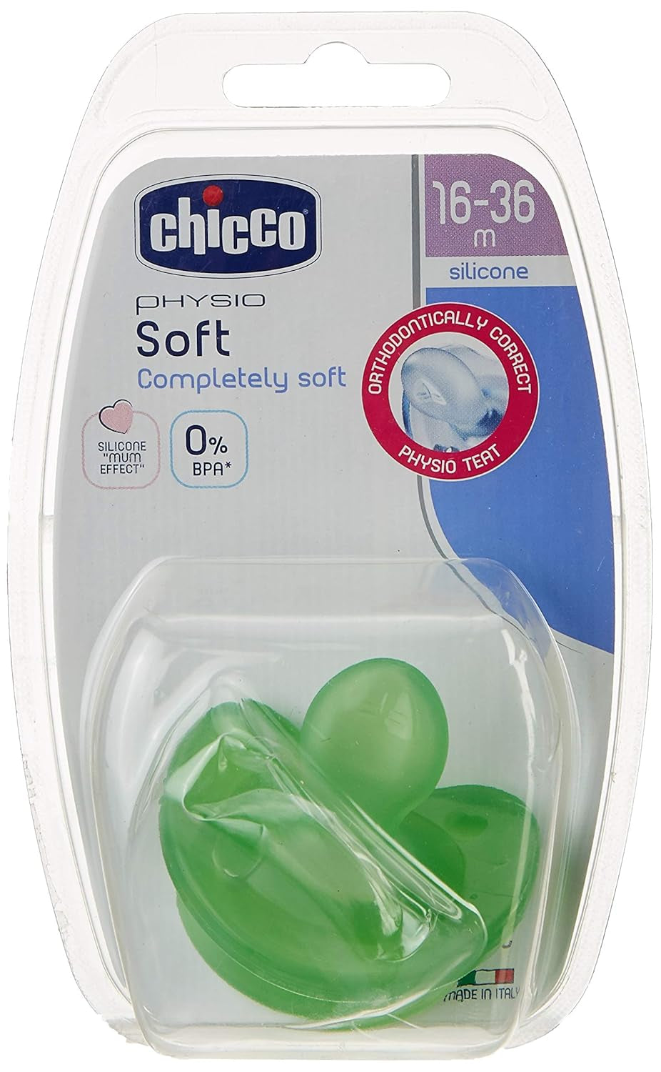 Smoczek Chicco "Physio Soft", 12 miesięcy+, silikon, 1 kawałek, różne kolory