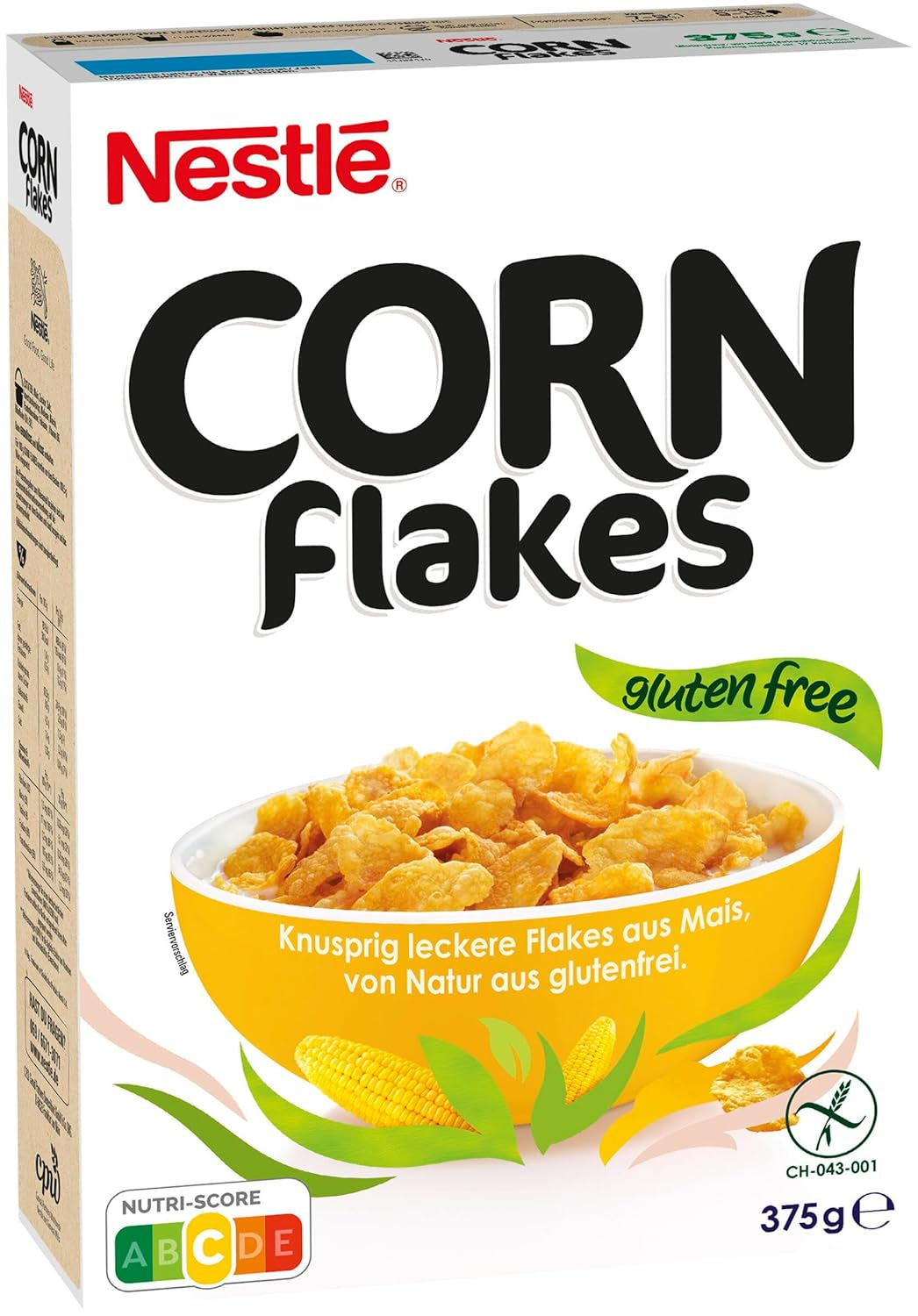 Nestlé Cereals Płatki kukurydziane, klasyczne płatki kukurydziane, bezglutenowe, opakowanie 1 szt. (1 x 375 g)