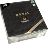 50 serwetek ROYAL Collection 1/4 40 X 40 czarnych „Ornamenty”