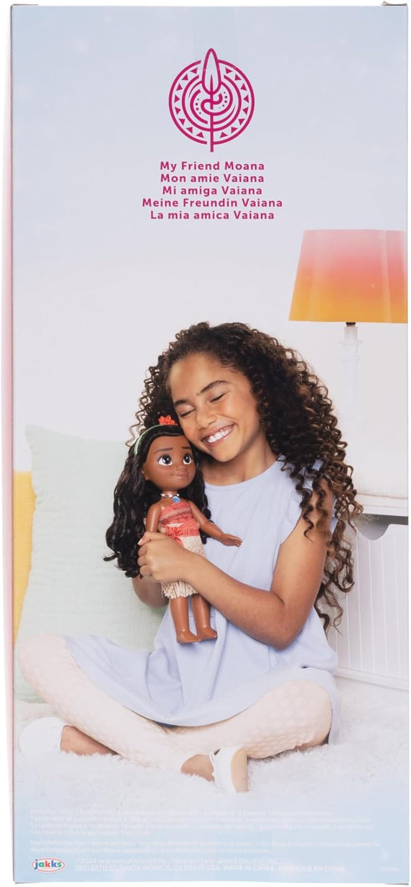 Lalka Disney Princess Moana 35 cm, odblaskowe, brokatowe oczy, ruchome stawy, odpinany strój, klips w kształcie kwiatka, długie włosy, dla dziewczynek w wieku 3 lat i więcej