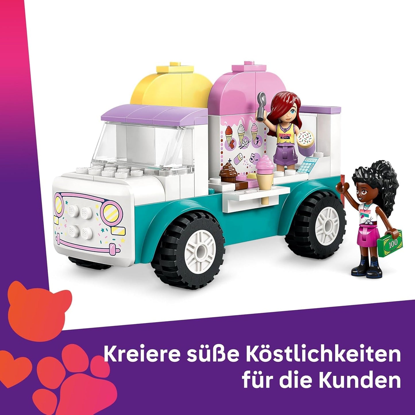 LEGO Friends Ciężarówka z lodami w Heartlake Zestaw do zabawy w udawanie 2 figurki i króliczek Zestaw do budowania 4-letnie dziewczynki Postać z minifigurką Zabawka do budowania 42644 Zestawy do budowania Besuche den LEGO-Store