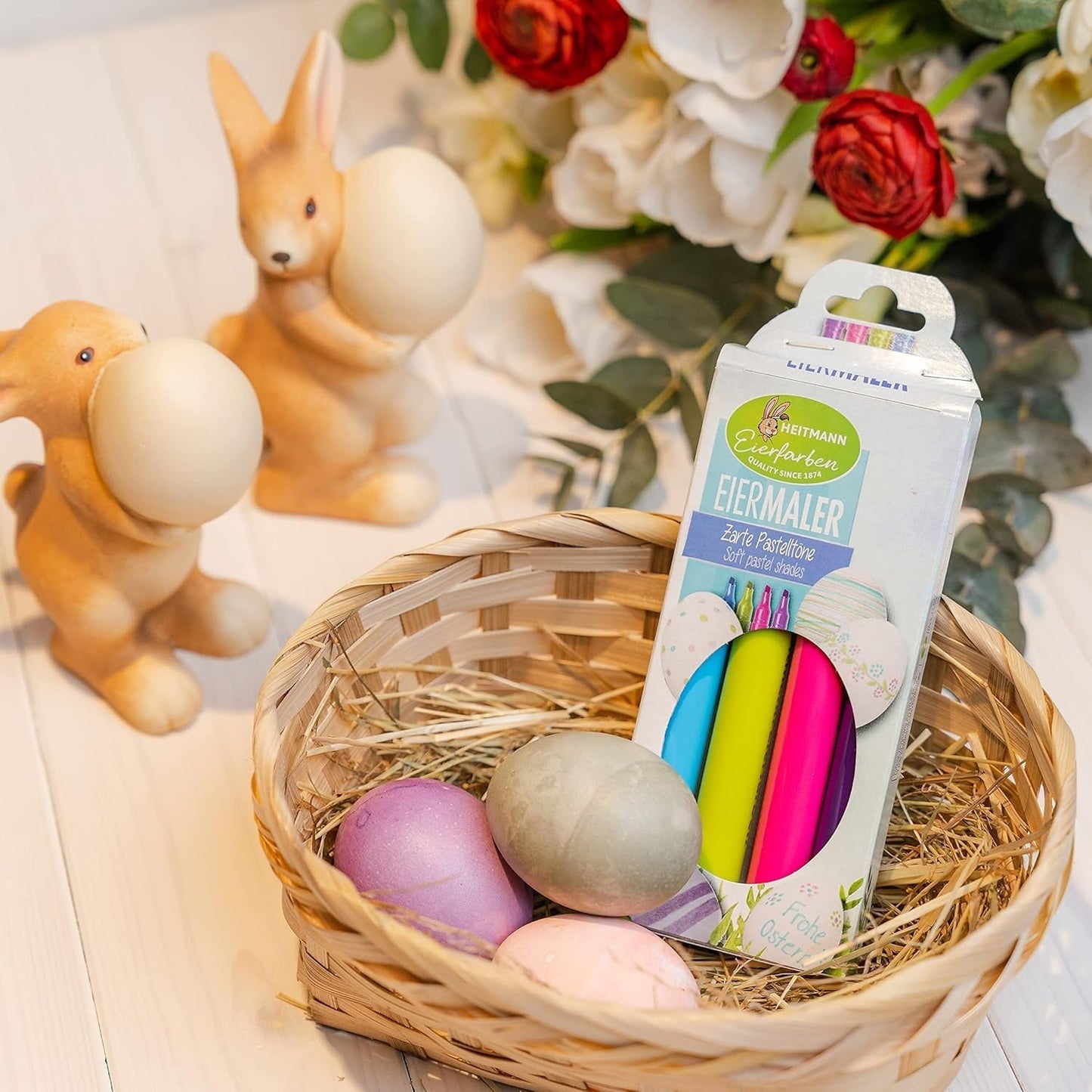 Heitmann Egg Colors - Egg Painter's Pastel - 4 kolorowe kredki w kolorze różowym, zielonym, niebieskim i fioletowym