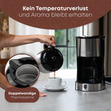 Ekspres do kawy Clatronic® z termosem na 8–10 filiżanek kawy (ok. 1,2 l) | Ekspres do kawy z filtrem ze stali nierdzewnej | Karafka termosowa z podwójnymi ściankami | Brak utraty temperatury | Ekspres do kawy 800 W | KA 3805