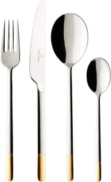 Villeroy & Boch - Sztućce Ella częściowo pozłacane złoto, 30 sztuk, 6 osób, można myć w zmywarce, stal nierdzewna Kitchen Naty Shop