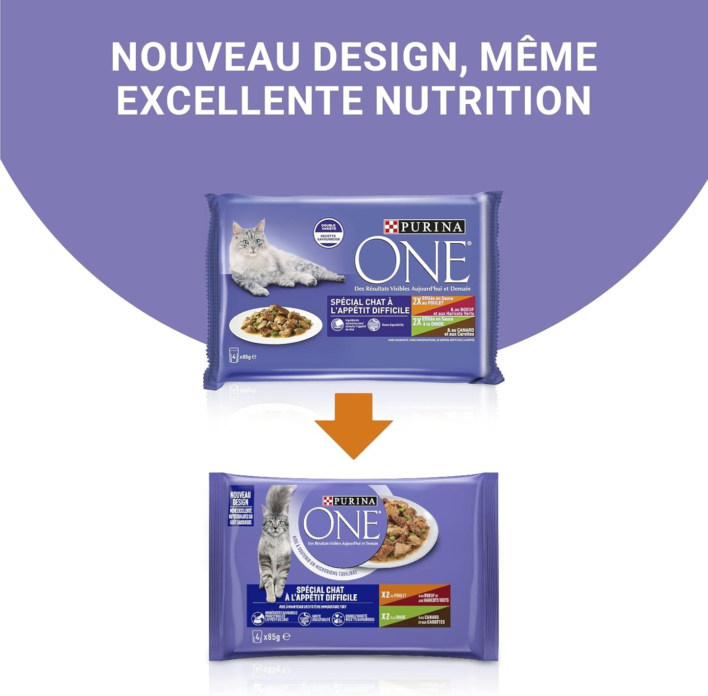 Purina One - Spezialfutter w sosie Rind/Huhn/Ente und Turkeyhn für Katzen mit Appetit, 340 g