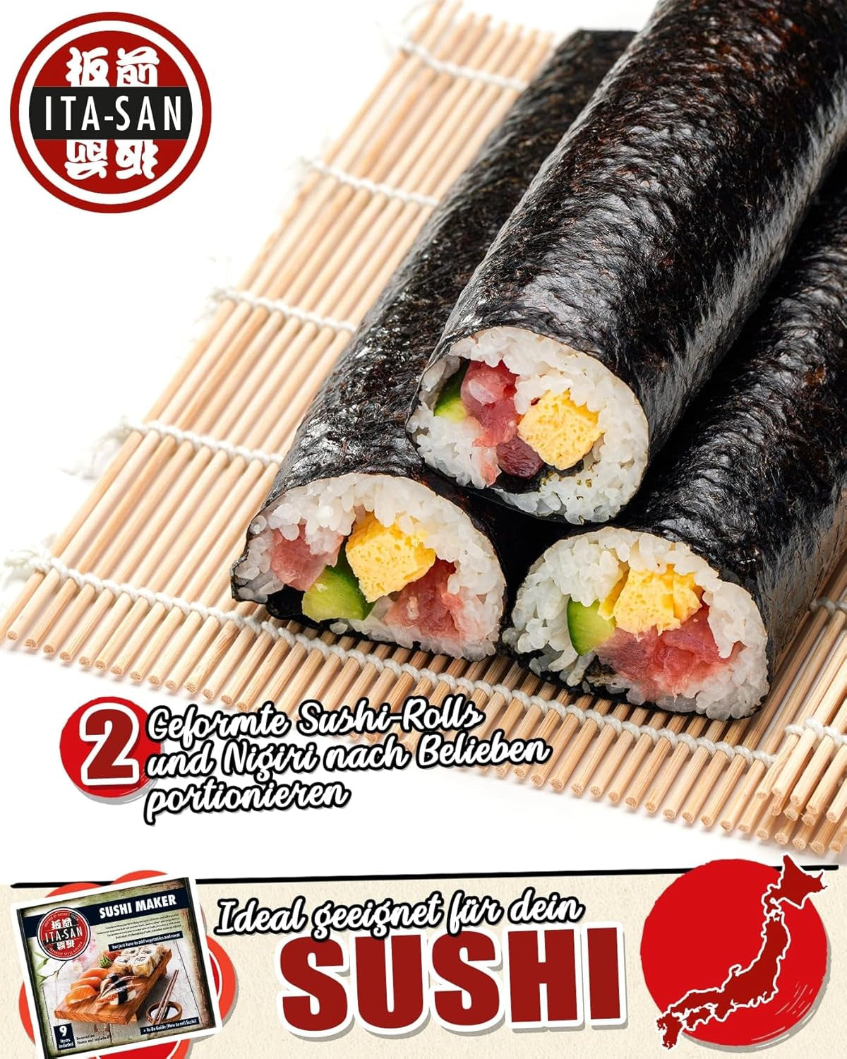 Zestaw do sushi ITA-SAN (9-częściowy kompletny zestaw, idealny dla początkujących, na próbę lub na prezent) 1 opakowanie