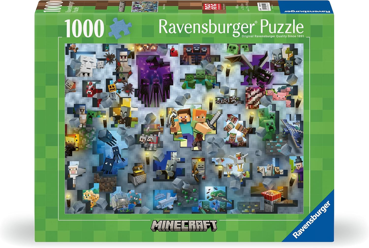 Puzzle Ravensburger 12000422 - Minecraft Mobs - 1000 elementów Minecraft Puzzle dla dorosłych i dzieci od 14 lat Puzzle Naty Shop