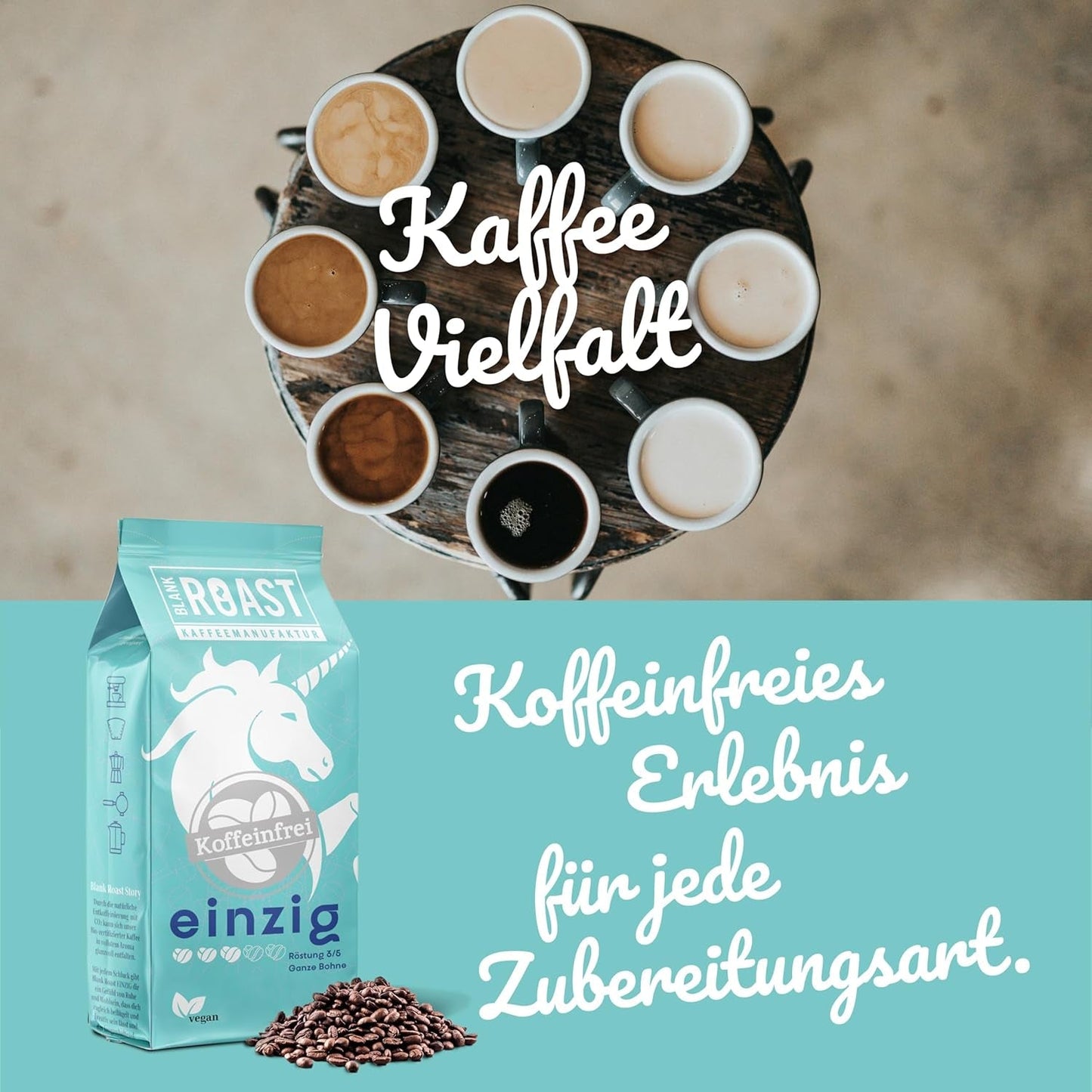 Blank Roast - EINZIG - 1kg - Kaffeebohnen kafeinfrei - 100% Arabica aus Peru - schonend & umweltfreundlich entkoffeiniert - säurearm mit voller Crema - idealny für jede Zubereitungsart