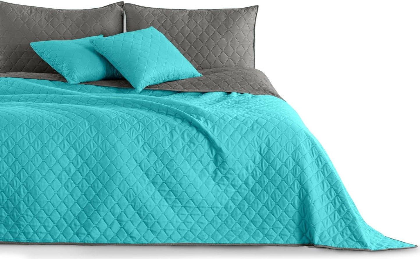 Decoking Narzuta 200 X 220 Cm Grafit Antracyt Srebrnoszary Dwustronna narzuta łatwa w utrzymaniu Axel Łóżka i koce Besuche den DecoKing-Store Axel Türkis Stal 170 X 210 Cm