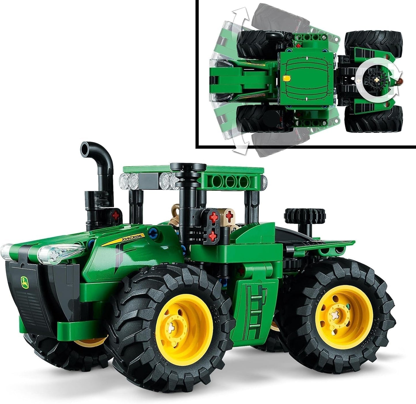 LEGO Technic Ciągnik 4WD John Deere 9620R z przyczepą wywrotki Klasyczna zabawka rolnicza dla dzieci dla chłopców i dziewcząt w wieku 8 lat Model kolekcjonerski 42136 Zestawy do budowania Besuche den LEGO-Store