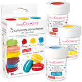 Scrapcooking - Zestaw 3 barwników spożywczych w proszku - Czerwony Żółty Niebieski - Barwnik spożywczy do pieczenia, ciast, ciastek, ciastek, ciasta, kremówki, tęczowego ciasta - 4011