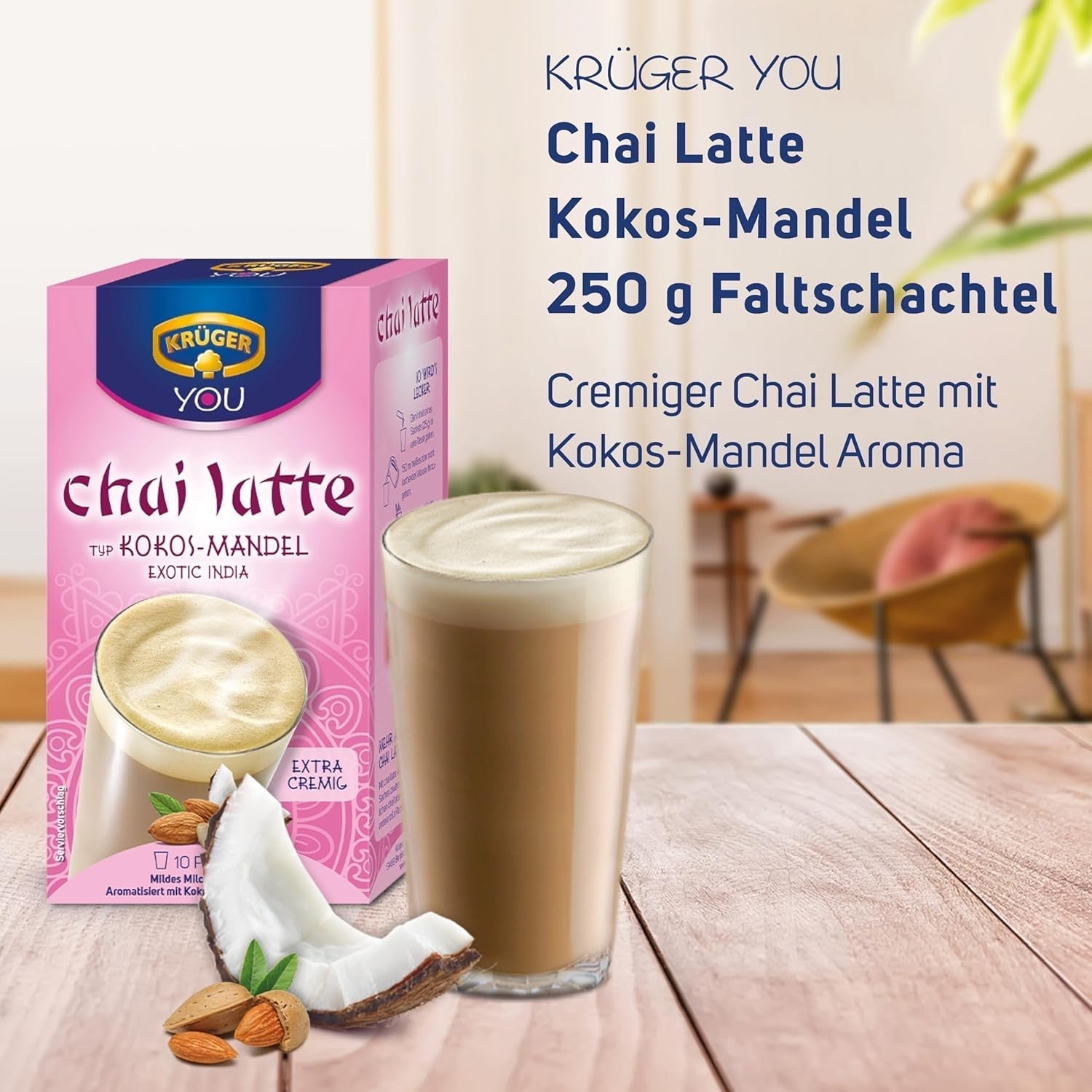 KRÜGER Chai Latte Exotic India typu kokosowo-migdałowy (1 x 0,25 kg)