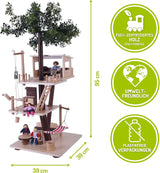 Drewniany domek na drzewie Everearth - Domek dla lalek dla dzieci w wieku 3+ - Ekologiczny domek do zabawy z akcesoriami - Certyfikat Fsc® - Idealna drewniana zabawka do kreatywnej zabawy - Meble do domku dla lalek EE33767 Naty Shop Domki dla lalek