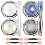 Proszek do paznokci Chrome Aurora Ice Shimmer Chromowany proszek pigmentowy 4 szt. Proszek chromowany Nägel Nail Art Nageldesign