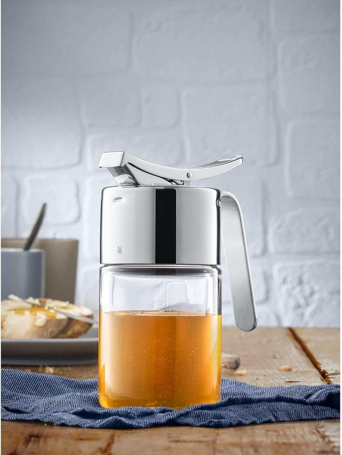 Dozownik syropu/miodu WMF Barista 240 ml, szklany słoik i pojemnik do przechowywania 1 l, wysokość 21,5 cm, słoik do przechowywania z pokrywką, pojemnik na ziarna kawy, słoik na płatki zbożowe, słoik do przechowywania żywności z dużym otworem do napełniania Pudełka do przechowywania żywności Naty Shop