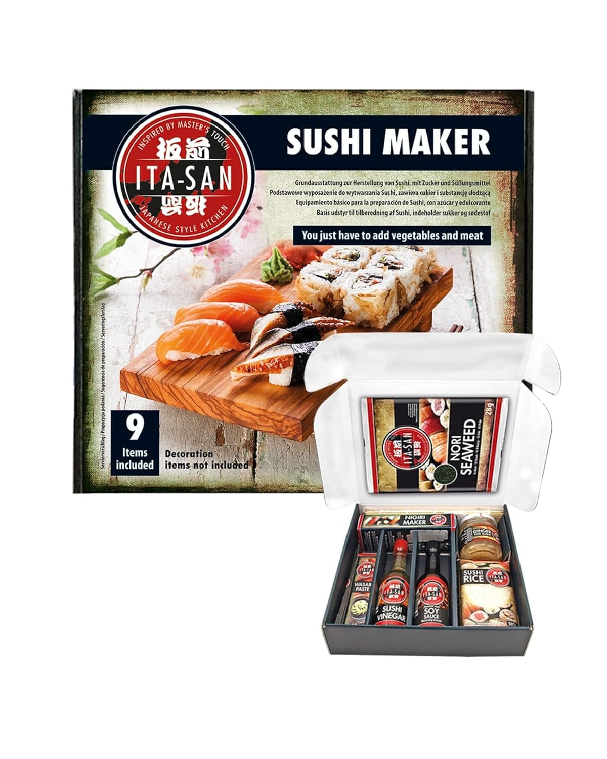 Zestaw do sushi ITA-SAN (9-częściowy kompletny zestaw, idealny dla początkujących, na próbę lub na prezent) 1 opakowanie