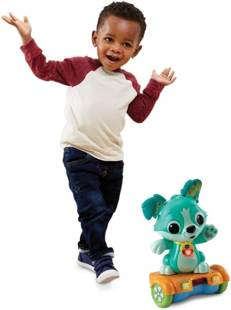 Vtech Baby Catch Me Puppy - Zmotoryzowany szczeniak na deskorolce zachęca do ruchu - Z ruchomymi uszami, piosenkami, dźwiękami i treściami edukacyjnymi - Dla dzieci w wieku 12-36 miesięcy Bebe Toys Naty Shop