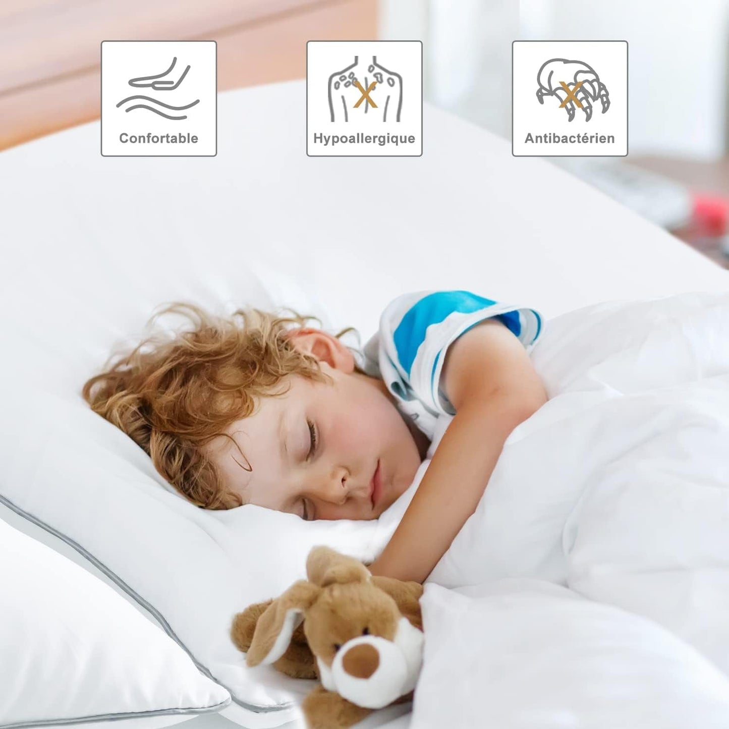 Poduszka Bedstory, 50 x 70 cm, 2 sztuki, odporna na ugryzienia, oddychająca potem, hipoalergiczna, wypełnienie: 100% włókno poliestrowe, wyjątkowo wygodny i miękki komfort oraz doskonałe wsparcie Poduszki standardowe Naty Shop