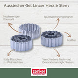 Zenker Ausstecher-Set Linzer Herz und Stern aus Edelstahl – Perfekt für Weihnachtskekse, 3-teilig, inkl. Geschenkverpackung, spülmaschinengeeignet und rustfrei – Sklep ze słodyczami bożonarodzeniowymi