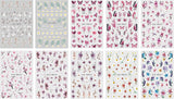 JMEOWIO Nagelsticker Blume 10 Blatt Nail Art Naklejka Selbstklebend Nagelaufkleber Frühling Letnia dekoracja kwiatowa Nageldesign Zubehör