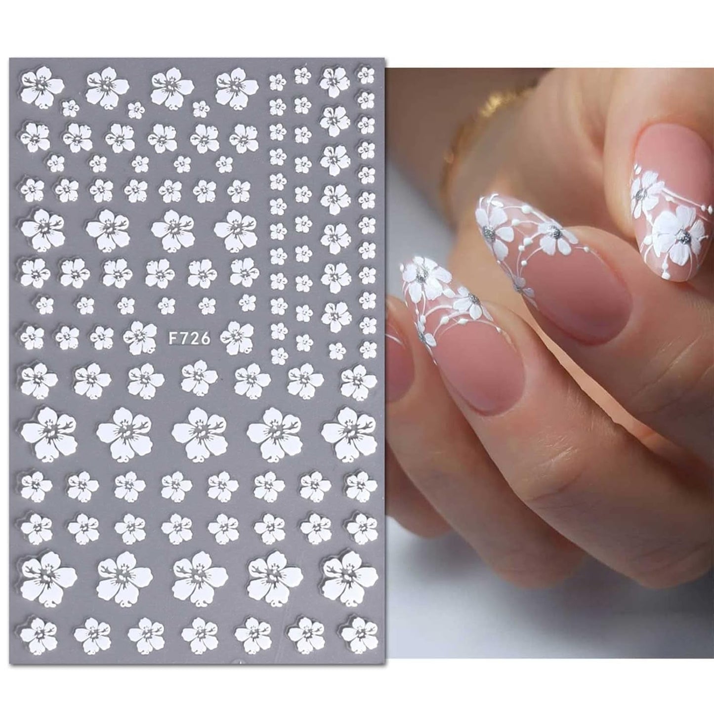 JMEOWIO Nagelsticker Frühling Weiße Blume 9 Blatt Nail Art Naklejka Selbstklebend Nagelaufkleber Sommer Blumen Dekoration Nageldesign Zubehör